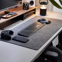 Tapis de bureau en feutre pour ordinateur et souris, 36x15,7 pouces, gris foncé, style gaming, en caoutchouc naturel, rectangulaire, non toxique, en stock