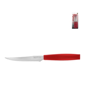 Set di 6 coltelli da bistecca Smarty con manici rossi e lame seghettate per tagliare la carne - Product Image 1