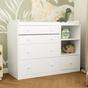 Cambiador de Bebé Moderno para Guardería, 5 Cajones, 2 Estantes, Estación Multifuncional para Cambiar Pañales, Habitación Infantil, MDF - Product Image 1