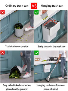 Cubo de <span class=keywords><strong>basura</strong></span> tipo colgante para <span class=keywords><strong>puerta</strong></span> de <span class=keywords><strong>armario</strong></span> montado en la pared de gran capacidad de plástico para Cocina - Product Image 4