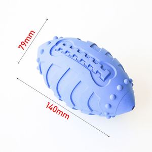 All'ingrosso gomma naturale <span class=keywords><strong>2</strong></span> colori cane interattivo Squeaky Rugby palla morso giocattolo da masticare - Product Image 3