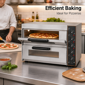 Horno Eléctrico Comercial para Pizza de 3000W, Doble Plataforma, Acero Inoxidable, Horno de Encimera para Panadería, Restaurante, Pizzería, Proveedor de Cocina - Product Image 4