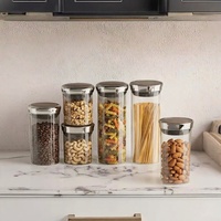 Boîte de conservation alimentaire portable en verre hermétique anti-humidité avec couvercle à rabat transparent pour céréales, pâtes, grains de café, cuisine, camping, grande taille
