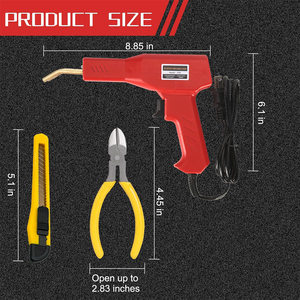 SOOLU-AUTO Kit de réparation de <span class=keywords><strong>pare</strong></span>-chocs de véhicule portable en <span class=keywords><strong>plastique</strong></span>, pistolet de soudage, 200 agrafes chaudes en cuivre, 110/220V, 0-50W, Garantie 12 mois - Product Image 2