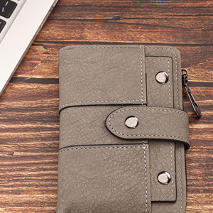 Women's Mini <b>Wallet</b> With Card <b>Holder</b> Coin Purse Snap Closure Multiple Slots Solid Color Stitching Design Everyday Use - Product Image 1