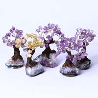 Vente en gros de haute qualité, améthyste naturelle sculptée à la main, Citrine cristal, blocs d'arbre pour la décoration, 5 pièces