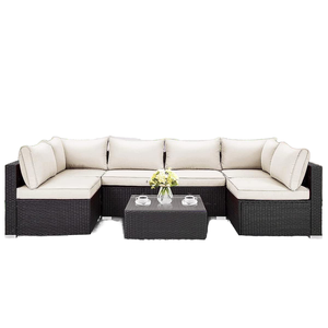 Nouvel ensemble de canapés de jardin en rotin pour terrasse et villa, résistant à l'eau et à <span class=keywords><strong>la</strong></span> lumière du soleil, mobilier <span class=keywords><strong>d</strong></span>'extérieur durable pour cour, canapé modulable - Product Image 1