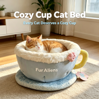 Lit pour chat en polaire corail, luxueux, mignon, motif dessin animé, doux, écologique, confortable et protecteur, pour chats d'intérieur