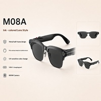 Lunettes Intelligentes Modernes à Demi-Monture Métallique avec Caméra 8MP, Prise de Photos, Traduction IA, Reconnaissance d'Objets, Contrôle Tactile Audio, Utilisation Extérieure