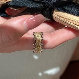 Anillo Abierto Vintage de Lujo con Diseño de Nicho, Plata de Ley S925 con Incrustaciones de Oro Blanco, Ideal para Regalo - Product Image 3