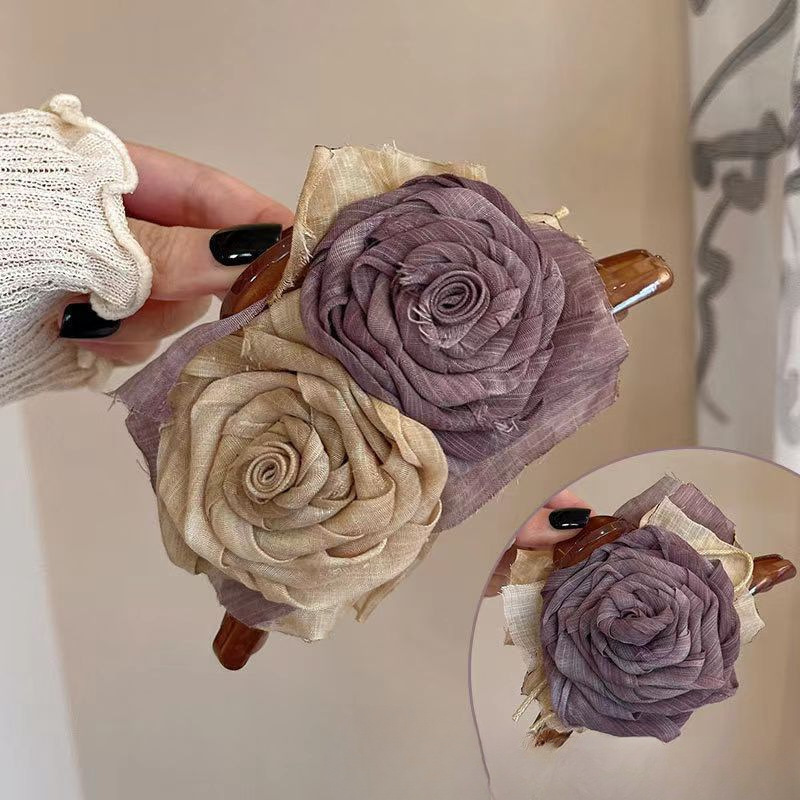 Dried Rose Hair Clip [Purple - 13CM]