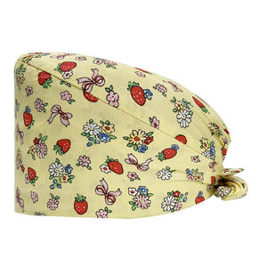 Chapeau d'infirmière en tissu Dobby <span class=keywords><strong>de</strong></span> coton imprimé motif floral <span class=keywords><strong>de</strong></span> dessin animé, tendance et mignon, pour le service d'anesthésie, la salle d'opération, bonnet chirurgical - Product Image 5