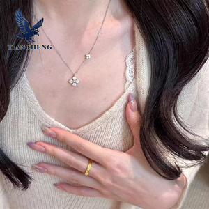 Collana in Argento Sterling S925 con Pendente in <span class=keywords><strong>Moissanite</strong></span>, Alta Qualità, Quadrifoglio, 1,2 Carati, Collana da Donna - Product Image 3