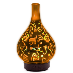 เครื่องกระจายน้ำมันหอมระเหย3D รูปหัวใจแก้วเครื่องหอมอโรมาพร้อมเครื่องเพิ่มความชื้นแบบแสงสีสันสดใส - Product Image 4