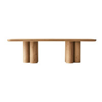 Meubles de salle à manger minimalistes, restaurant de restauration rapide, table à manger rectangulaire en placage de chêne blanc pour 6 personnes, pour usage commercial