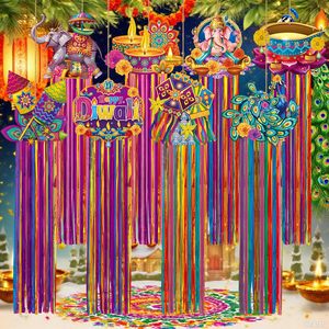 8 шт. Diwali & <span class=keywords><strong>Ganesh</strong></span> Chaturthi уличные украшения с кисточками Diwali Yard подвесные знаки 3,3 футов индийский праздничный Декор - Product Image 2