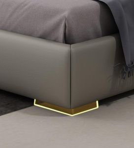 سرير جلدي فاخر شمالي سرير جلد إيطالي بسيط حديث - Product Image 6