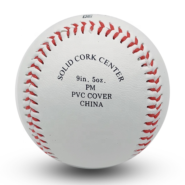 OEM дропшиппинг, белый ПВХ синтетическая кожа, пробка, красная насадка, 9 дюймов, игрушки, рекламный бейсбольный мяч