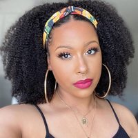 Perruque Bandeau Bouclée Afro Crépue Brute Brésilienne Prête à Porter 100 % Cheveux Humains – Vente en Gros pour Femmes Noires