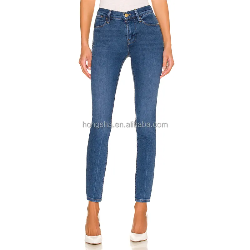 5 Pocket Zip Fly Jeans Tall Women High Waist Dark Blue Jeans Denim Pants For Women Casual Skinny Jeans Women