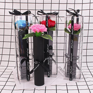 Saint-Valentin, boîte en PVC unique, tube carré, rose unique en savon, fleur de savon œillet - Product Image 5