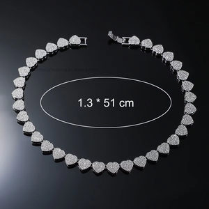 Heart Shaped With Diamonds <b>Cuban</b> Necklace Hip Hop Bracelet Hipster Tanjing Fashion Lijing Necklace - Product Image 4