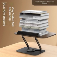 Support de lecture de bureau, support de livre, support d'ordinateur, rotation à 360 degrés, pliable, multifonctionnel, étagère en métal, pour personne paresseuse