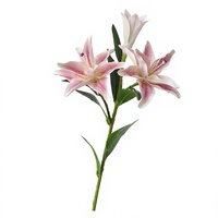 Doppelblüten Handgefertigte Künstliche Lilien Plastikschaum Moderne Blumenarrangements Rosa Weißer Blumenstrauß für Hochzeiten