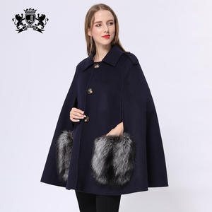 Cape longue à col roulé Style anglais, <span class=keywords><strong>manteau</strong></span> en <span class=keywords><strong>laine</strong></span>, ample, luxe, pour femme, hiver, collection Offre Spéciale - Product Image 3