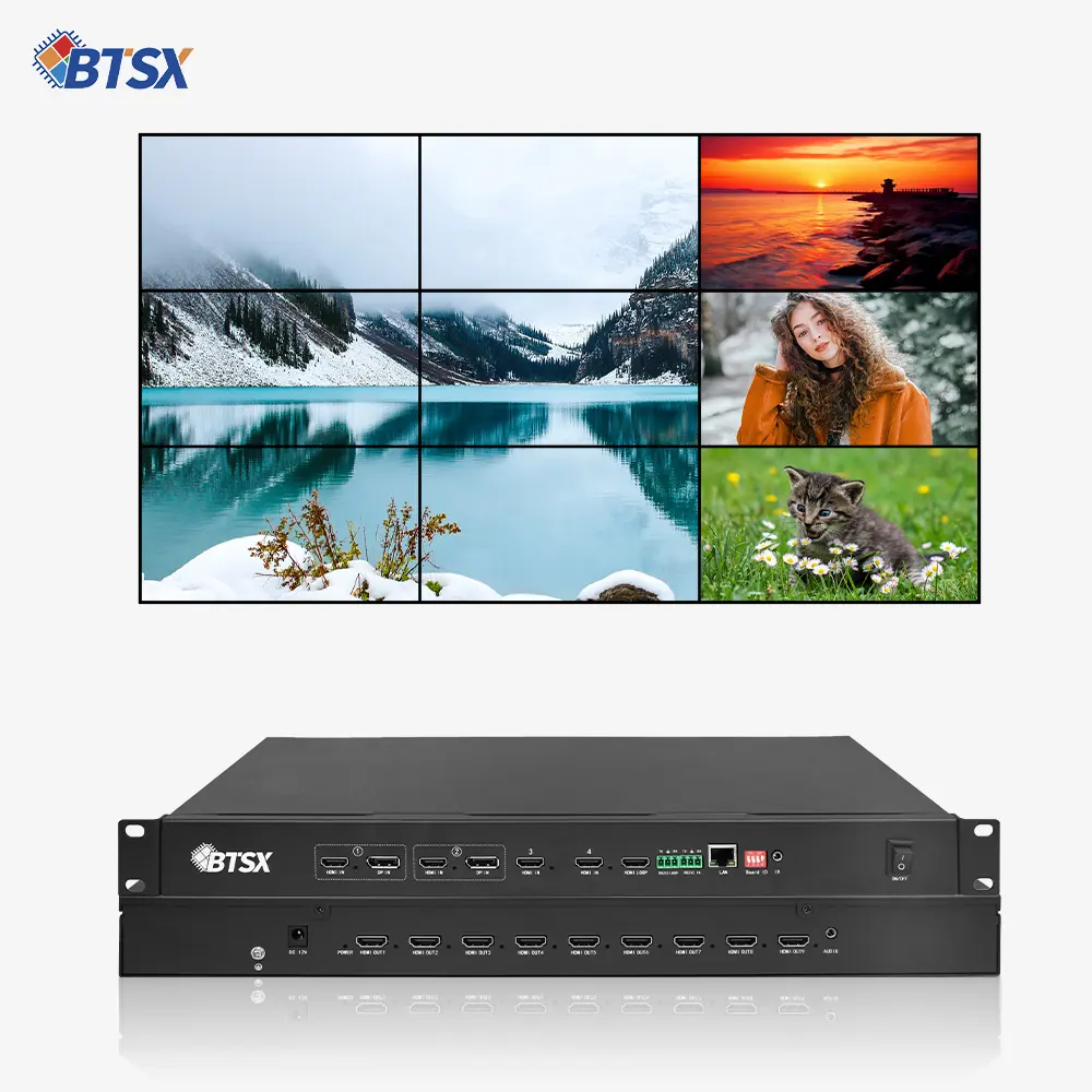 Bitvisus 3X3 4 Hdmi 2.0 Ingang 4k60 Hdmi Switcher Video Wall Controller Processor