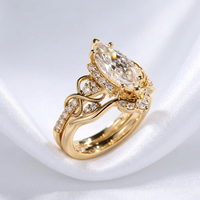 Bague de fiançailles en or avec diamant de laboratoire Marquise 3.10 TCW certifié IGI, coupe excellente, clarté VS1, inspirée de la nature, AURA LUXURIA