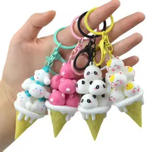 Заводской заказ 3D милый аниме конус мороженого брелок для детей цветной брелок