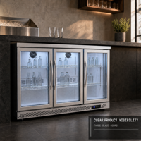 Réfrigérateur à boissons commercial à 3 portes vitrées pour bar de restaurant, hôtel