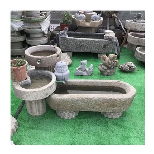 Pompe de fontaine d'eau en pierre au design contemporain, taille personnalisable pour usage extérieur en jardin - Caractéristiques de geyser et de cascade en granit - Product Image 5