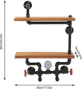 Soportes de tubería de <span class=keywords><strong>hierro</strong></span> <span class=keywords><strong>industrial</strong></span> Estante montado en la pared <span class=keywords><strong>Estantería</strong></span> Decoración Escalera de <span class=keywords><strong>madera</strong></span> Estante de almacenamiento - Product Image 3