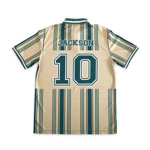 Großhandel Unisex Vintage Fußballtrikots Maßgeschneiderte Original Atmungsaktive Grün Gestreifte Retro Fußball-Jerseys - Product Image 3