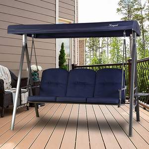 كرسي أرجوحة للفناء 3 مقاعد من هيربرت ديلوكس ، غطاء قابل للتعديل للخدمة الشاقة ، وسادة خلفية للخارج - Product Image 1