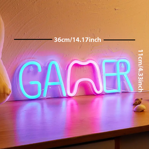 GAMER Gamepad Led Letrero de neón regulable 5V USB Sala de juegos Letreros de neón Luces para niños Adolescentes Niñas Regalo de cumpleaños Decoración de pared del dormitorio - Product Image 4