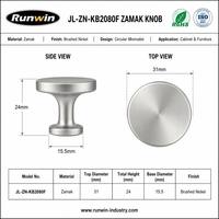 Bouton Champignon en Alliage de Zinc Nickel Brossé pour Meubles, Armoires, Commodes, Chambres, Salles de Bain et Tiroirs – Installation Facile – Fabrication OEM