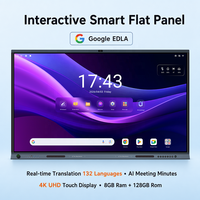 Tableau blanc interactif intelligent 65/75/86/98 pouces, panneau LED 4K, écran tout-en-un 50 points tactiles, caméra 96MP, système d'exploitation Android/Windows, conférence