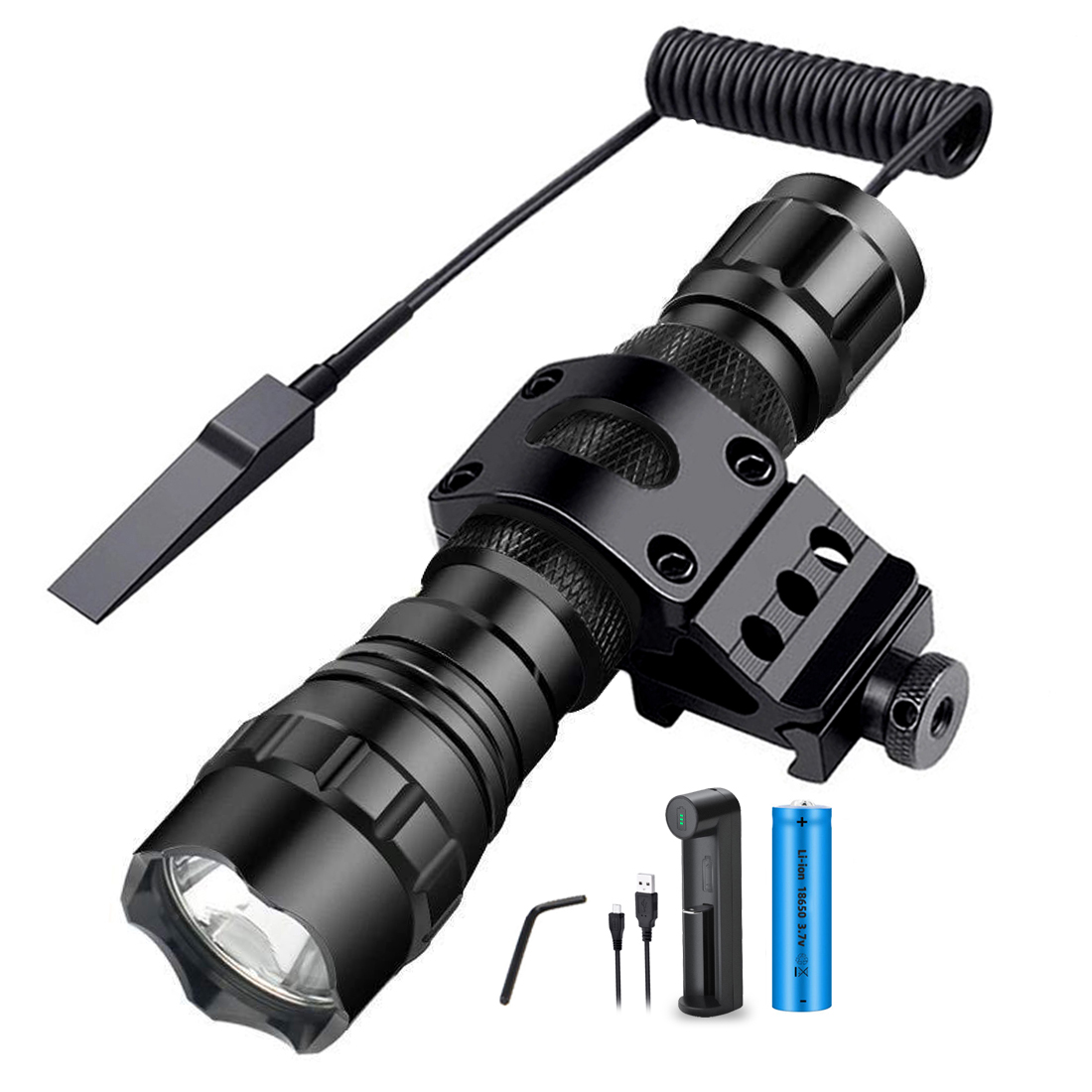 Lampe Torche Tactique Infrarouge 940nm Zoomable – 500 Lumens – Noire – Avec LED IR