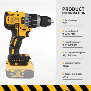 <span class=keywords><strong>Trapano</strong></span> Avvitatore a Batteria <span class=keywords><strong>DEWALT</strong></span> DCD796 agli Ioni di Litio, Coppia Regolabile, Compatto, Portatile, Impugnatura Ergonomica, Funzione Martello - Product Image 2