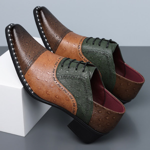 Zapatos de Cuero con Bloques de Color para Hombre, Estilo Británico, Brogue con Punta en Pico, Zapatos Formales de Vestir para Negocios, Gran Venta 2026 - Product Image 4