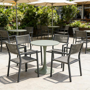 Ensemble de meubles de restaurant extérieur toutes saisons, <span class=keywords><strong>table</strong></span> ronde et chaises en rotin, ensemble de salle à manger de jardin en aluminium - Product Image 1