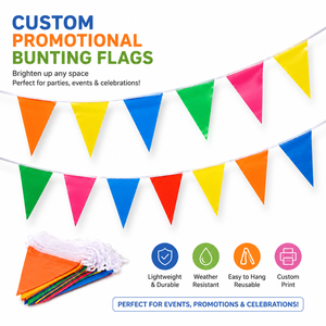 Guirlande de fanions personnalisée avec logo, décoration de fête, drapeau triangulaire, bannière pour événements en extérieur et en intérieur, festivals, célébrations, vente en gros - Product Image 1