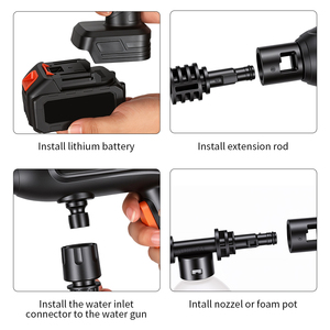 Nettoyeur haute pression portable OJO 21V d'entrée de gamme avec batterie au lithium, cadre ABS, 130W, 6000mAh, 0.6MPa, noir - Product Image 5