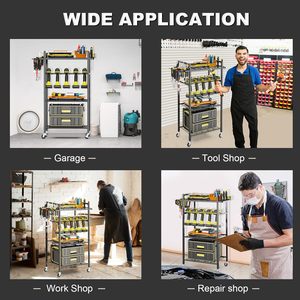 Power Tool Organizer <strong>4</strong> Layer Heavy Duty Metal Power Tool Storage <strong>Rack</strong> with Wheel Floor Rolling Storage Cart on Wheels - Product Image 3