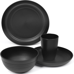 Ensemble de 16 pièces de <span class=keywords><strong>vaisselle</strong></span> en <span class=keywords><strong>plastique</strong></span> PP réutilisable, élégant et luxueux, avec logo personnalisé, comprenant assiettes, bols et tasses - Product Image 1