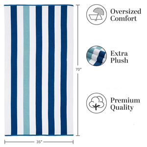 Eastsunshine sọc quá khổ sang trọng bông lớn hồ bơi Khăn dày <span class=keywords><strong>Terry</strong></span> vải bãi biển Khăn với logo tùy chỉnh in - Product Image 3