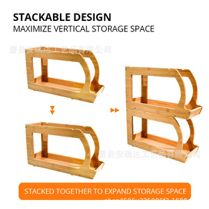 Wooden Storage Rack 16.3x5.7x18.1 Inch Single Layer <b>Desktop</b> Kitchen Beverage Organizer <b>Shelf</b> - Product Image 5